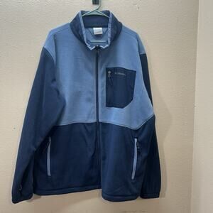 Columbia Interchange Full Zip Fleece Jacket Mens XXL Blue Fleece Sweater Outdoor